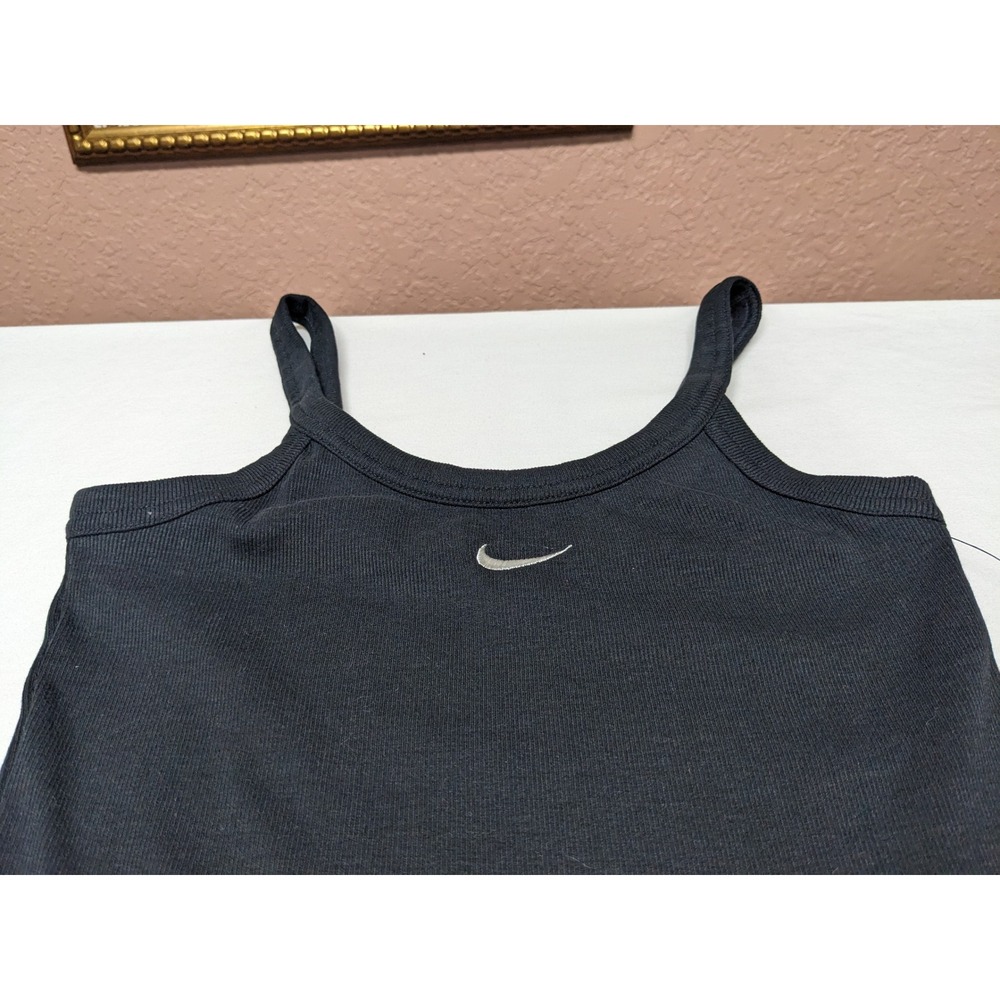 Nike Women's Ribbed Maxi Dress Black Tight Fit Swoosh NEW XS HJ0710-010 - Picture 2 of 8